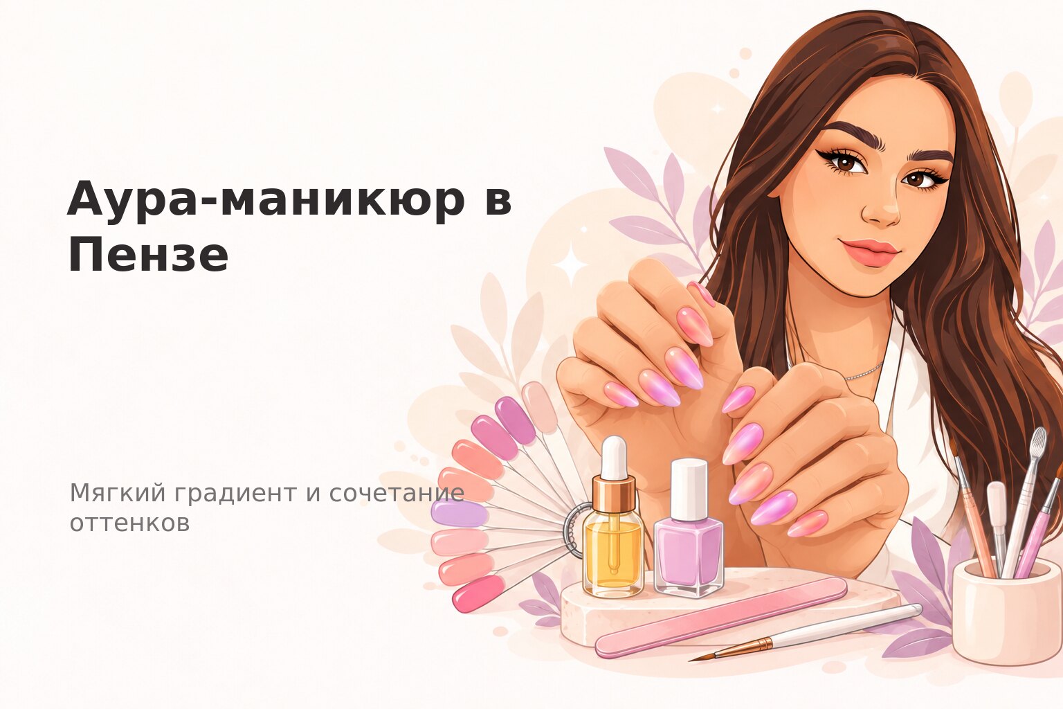 Аура-маникюр в Пензе: как выбрать мягкий градиент и сочетание оттенков