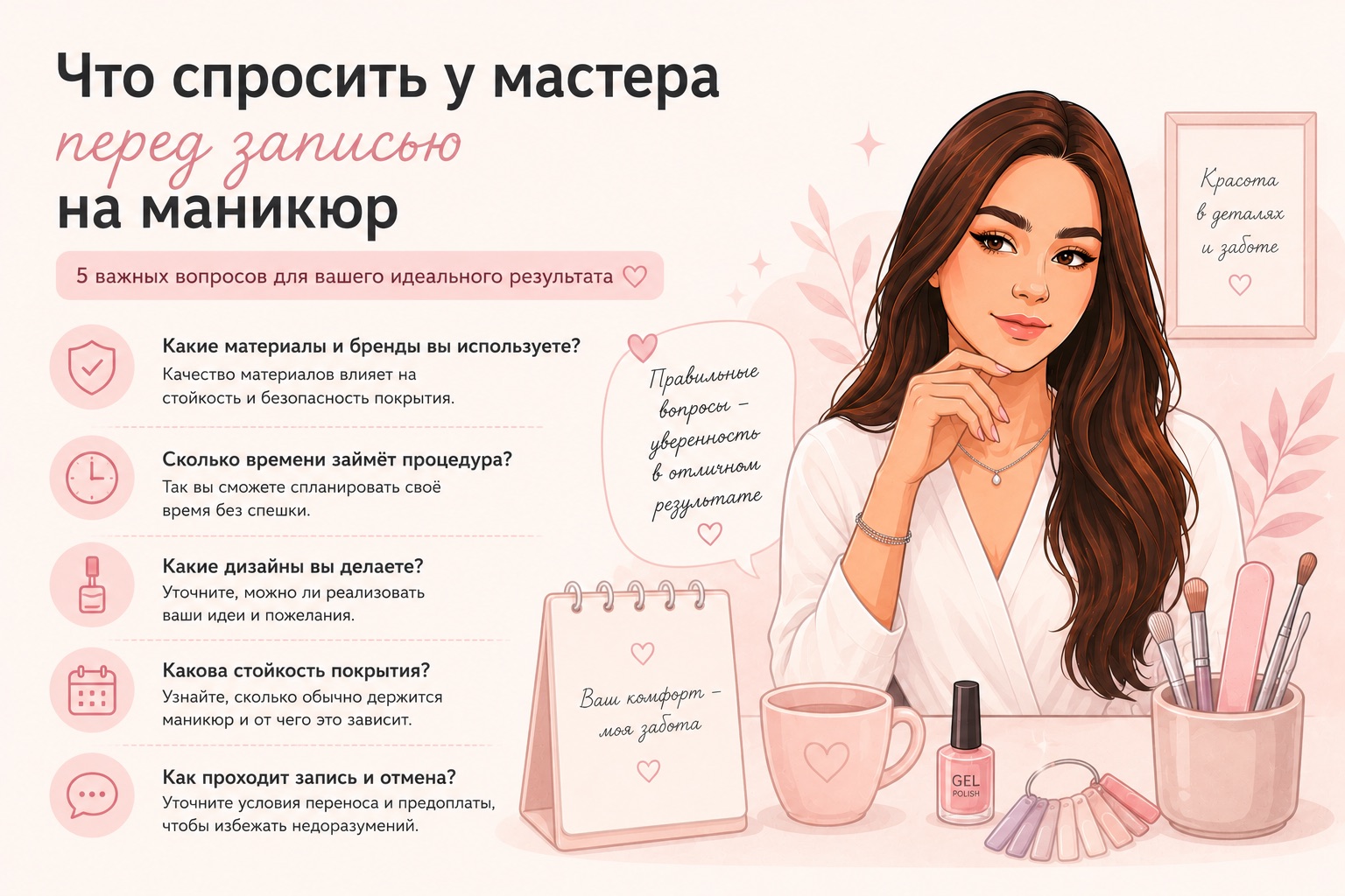 Что спросить у мастера перед записью на маникюр
