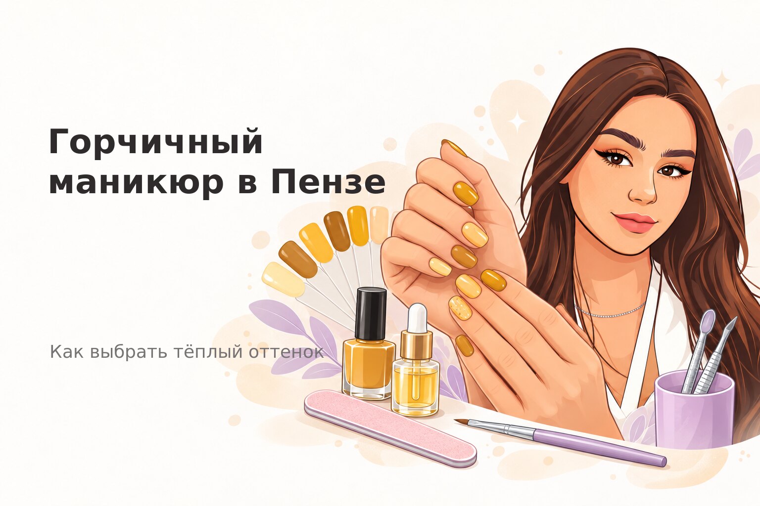 Горчичный маникюр в Пензе: как выбрать тёплый оттенок