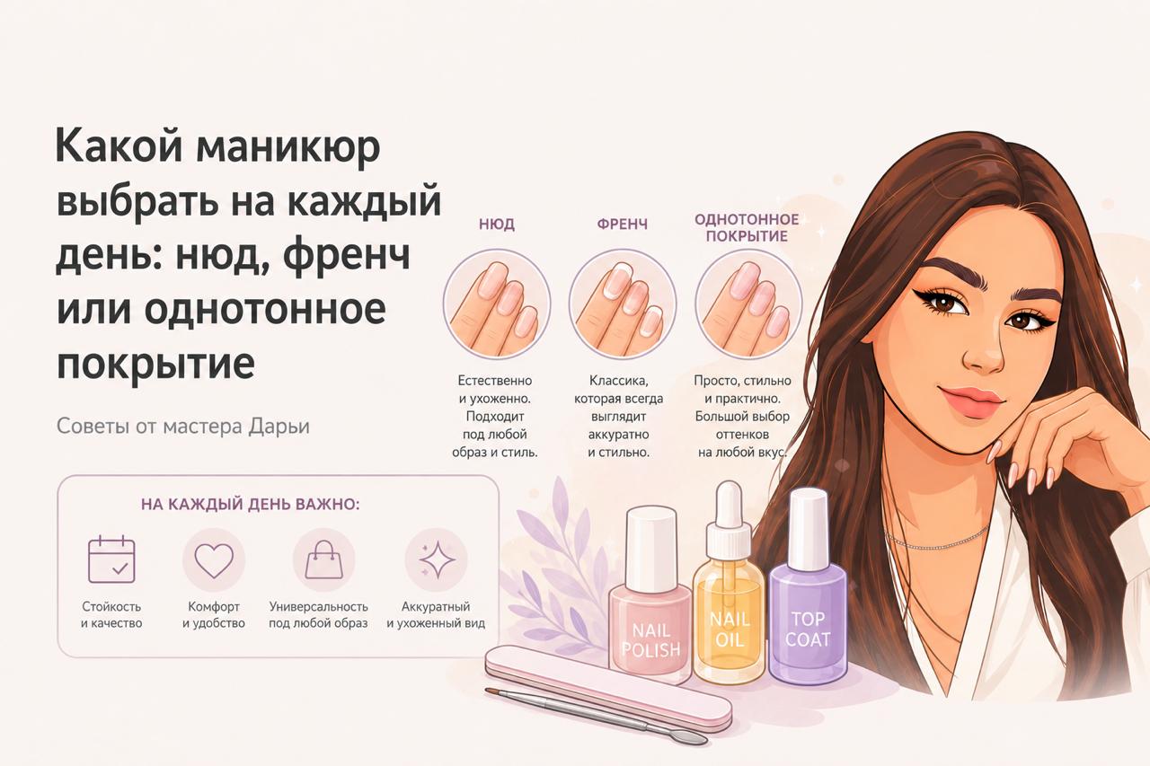 Какой маникюр выбрать на каждый день: нюд, френч или однотонное покрытие