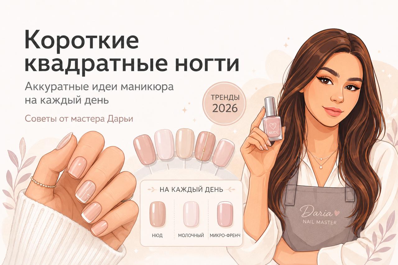 Короткие квадратные ногти: аккуратные идеи маникюра на каждый день