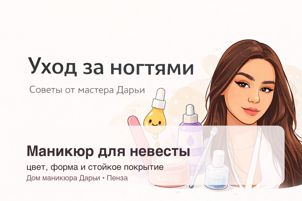 Маникюр для невесты в Пензе: как выбрать цвет, форму и стойкое покрытие