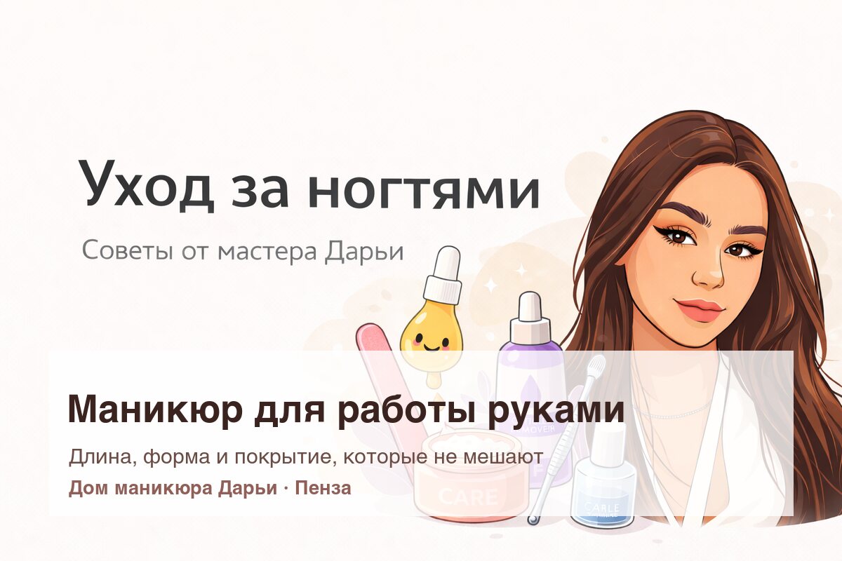 Маникюр для работы руками в Пензе: длина, форма и покрытие, которые не мешают