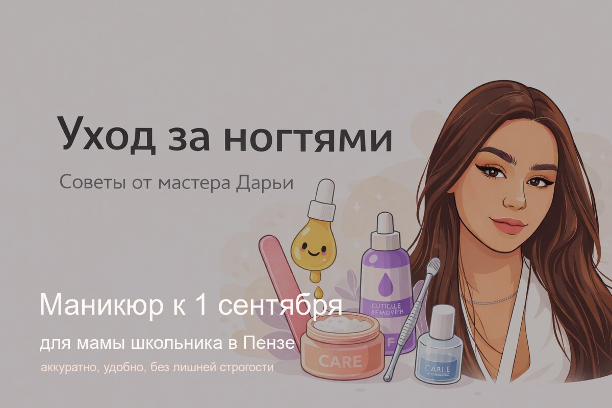 Маникюр к 1 сентября для мамы школьника в Пензе: аккуратный образ без лишней строгости
