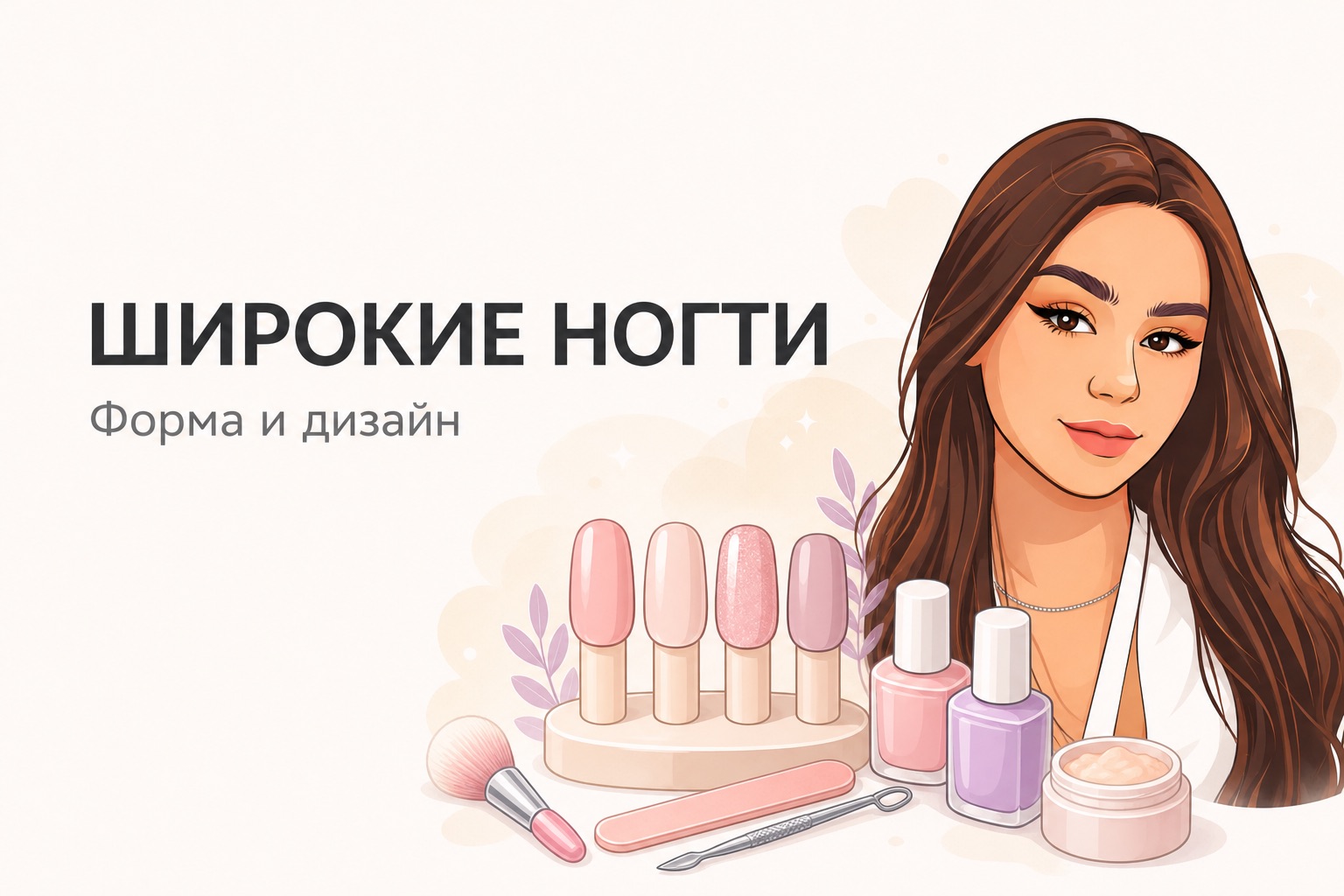 Маникюр на широкие ногти: какая форма визуально вытягивает пластину и какой дизайн выбрать