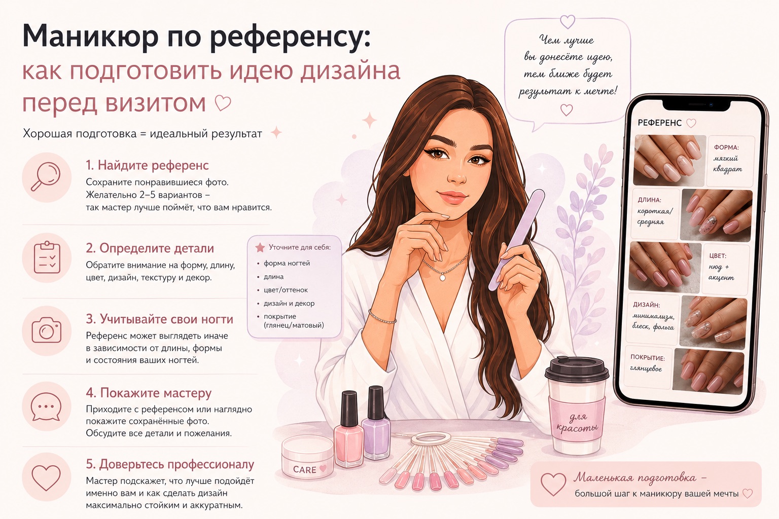 Маникюр по референсу: как подготовить идею дизайна перед визитом