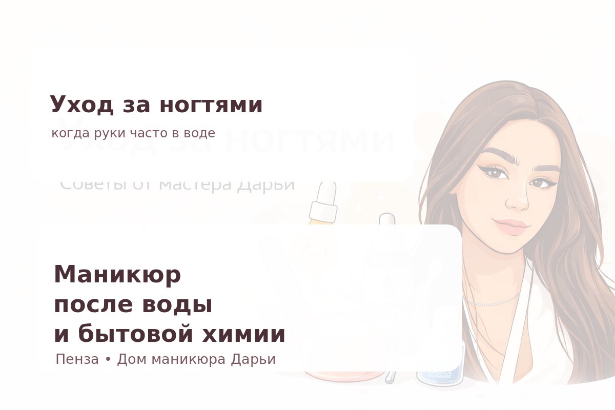 Маникюр после частого контакта с водой и бытовой химией в Пензе: как сохранить покрытие аккуратным