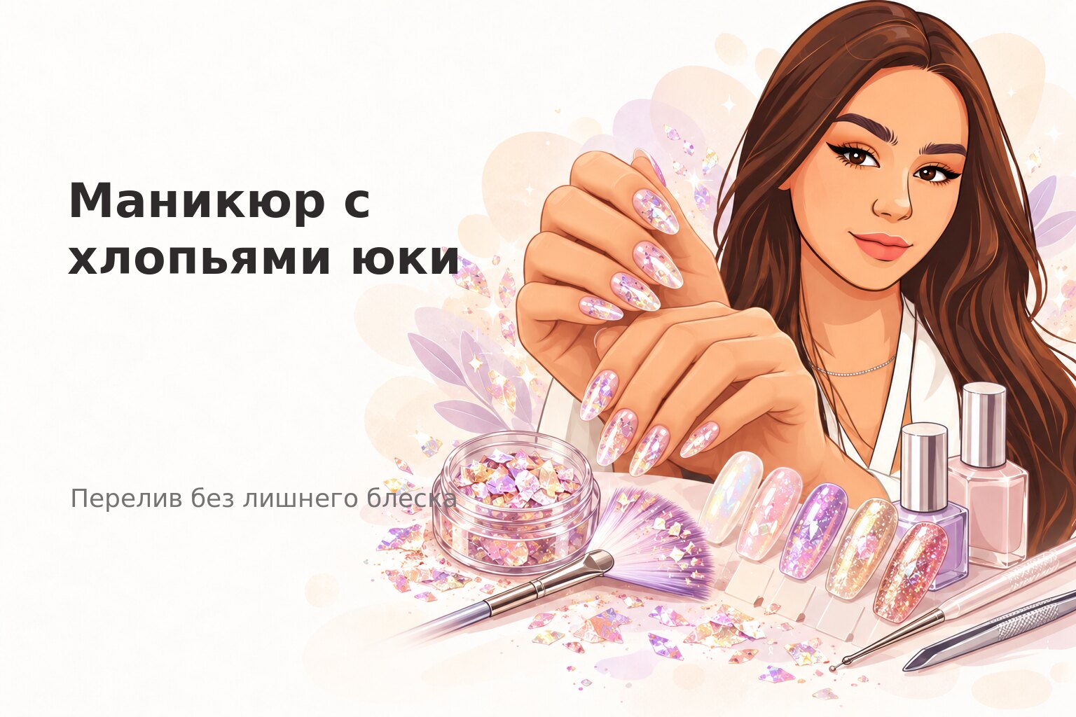 Маникюр с хлопьями юки в Пензе