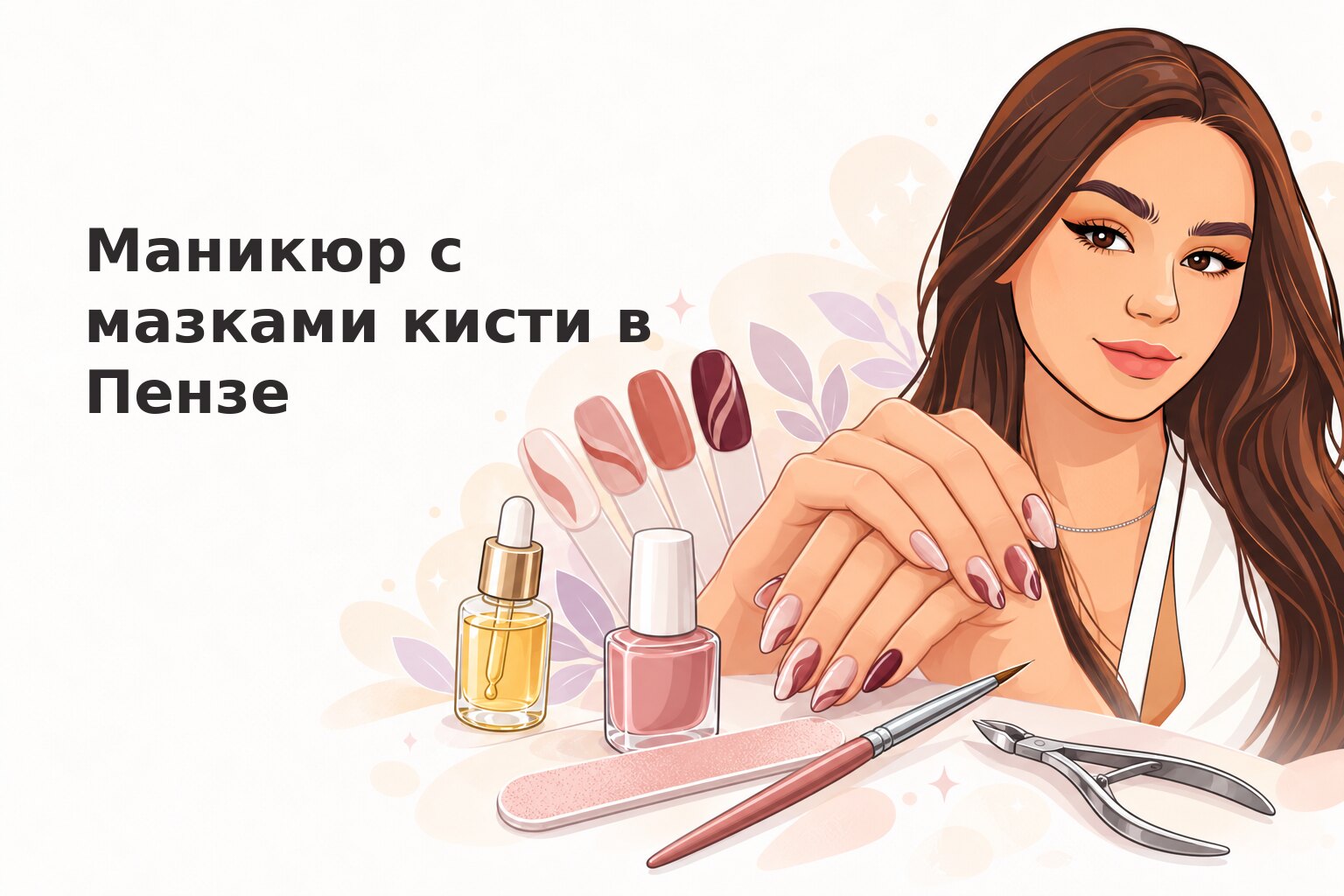 Маникюр с мазками кисти в Пензе