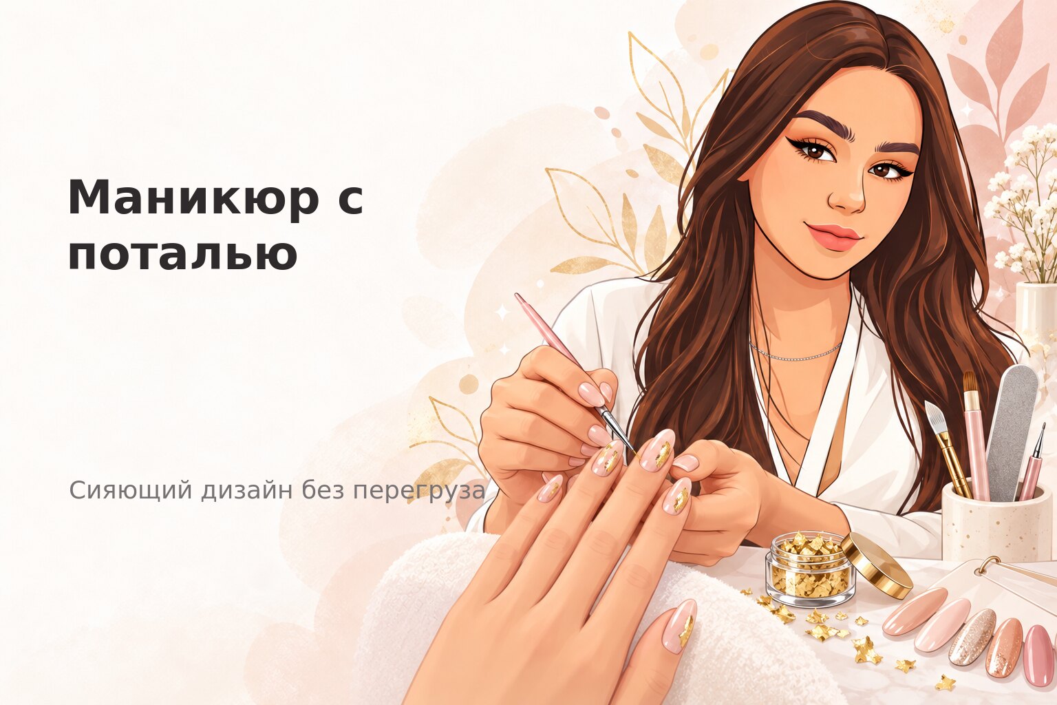 Маникюр с поталью в Пензе: как выбрать сияющий дизайн без перегруза