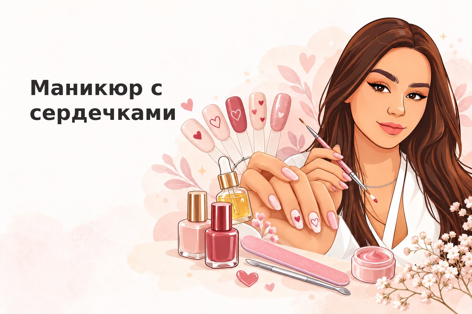 Маникюр с сердечками в Пензе