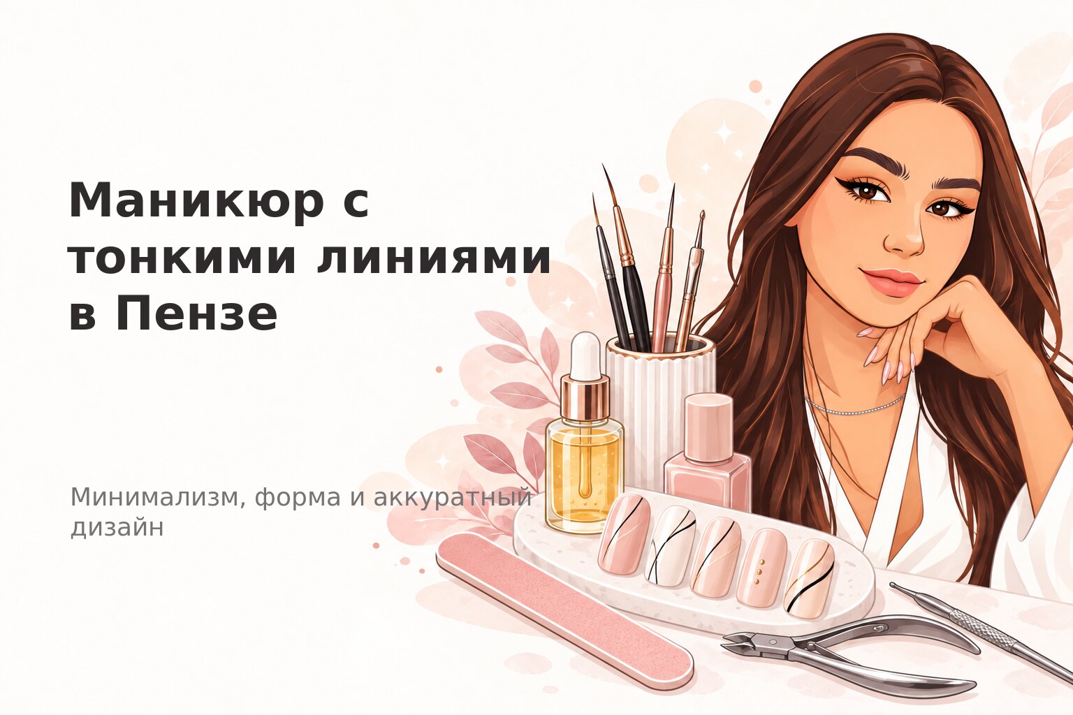 Маникюр с тонкими линиями в Пензе
