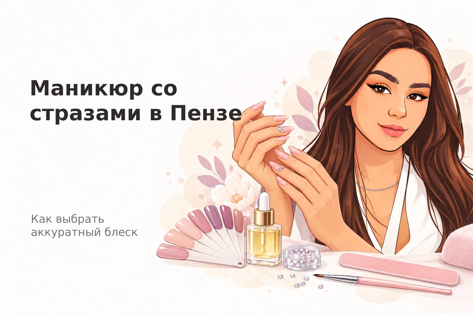 Маникюр со стразами в Пензе: как выбрать аккуратный блеск