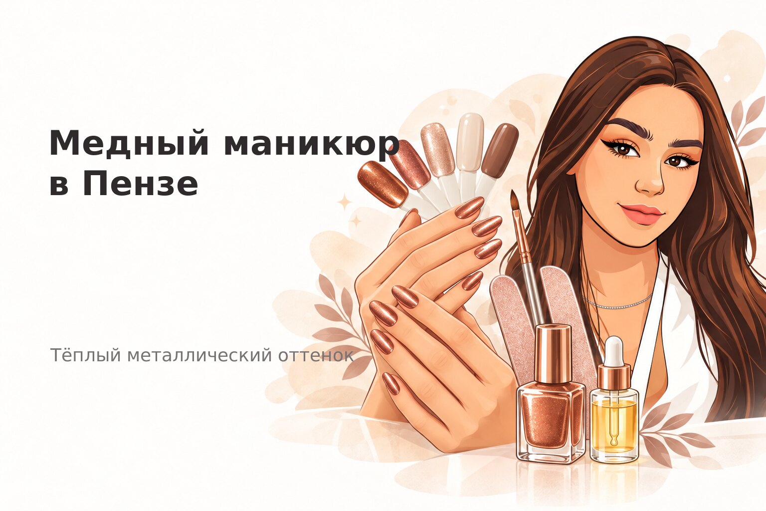 Медный маникюр в Пензе: как выбрать тёплый металлический оттенок