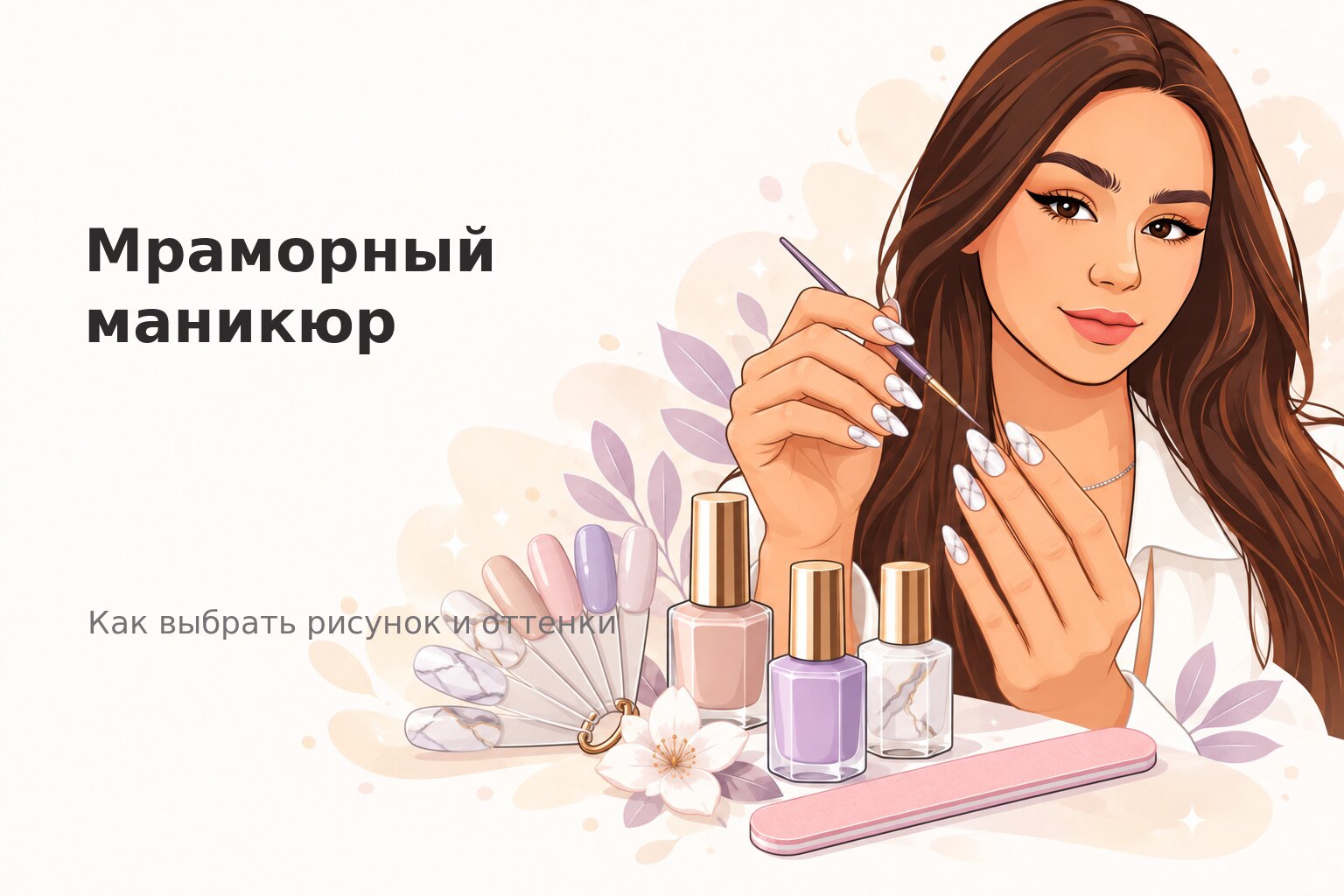 Мраморный маникюр в Пензе: как выбрать рисунок и оттенки без перегруза