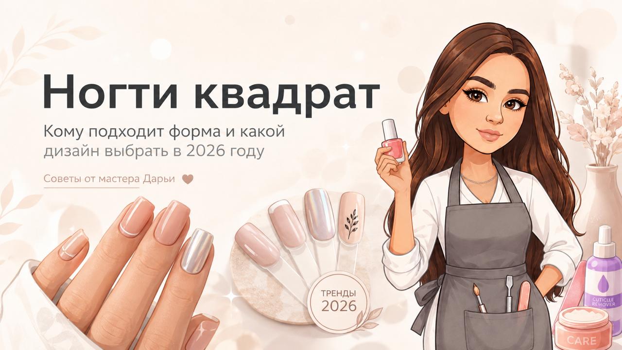 Ногти квадрат: кому подходит форма и какой дизайн выбрать в 2026 году
