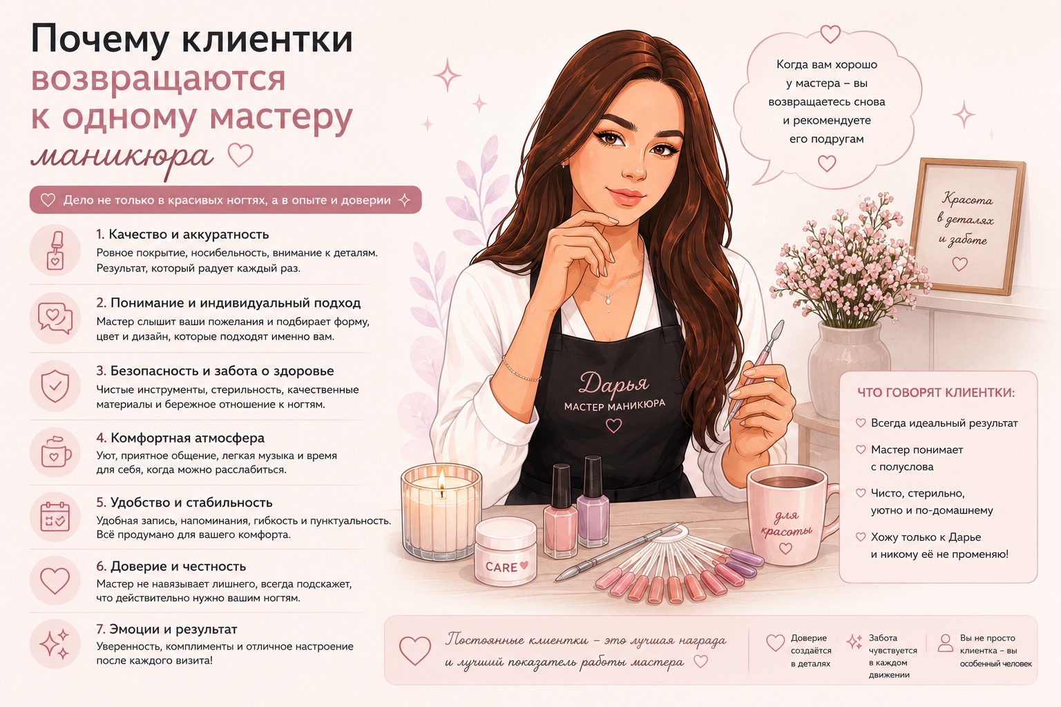 Почему клиентки возвращаются к одному мастеру маникюра
