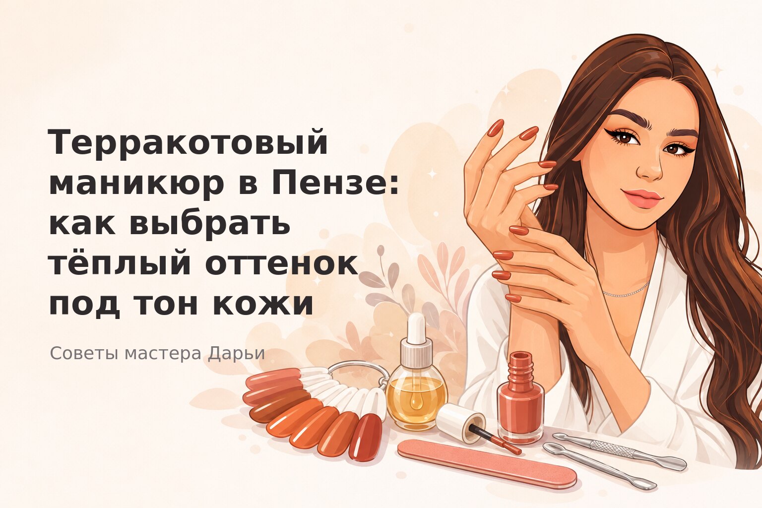 Терракотовый маникюр в Пензе: как выбрать тёплый оттенок под тон кожи
