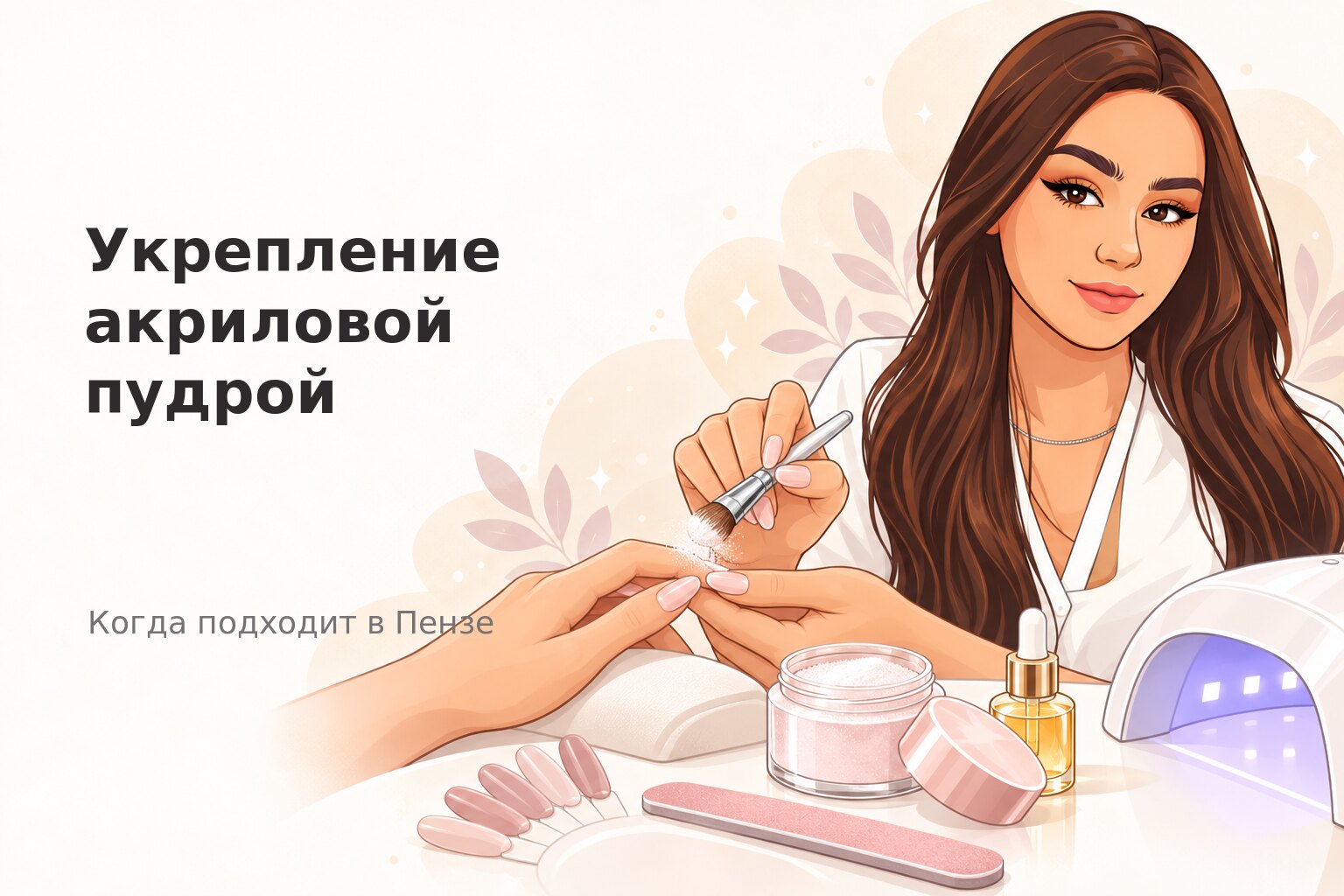 Укрепление акриловой пудрой в Пензе: когда подходит и как носится маникюр